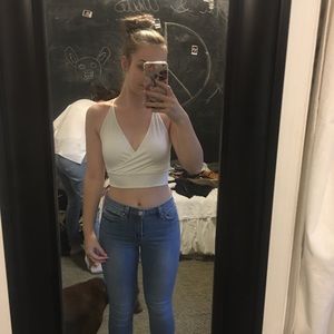 white crop top